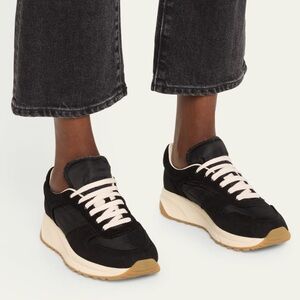 Woman by Common Projects Lace up Low Top Suede Sneakers Black Size 37 US 7